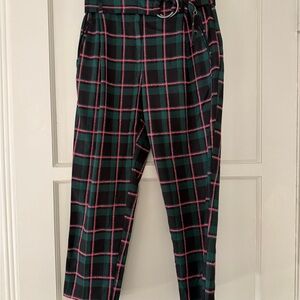 Topshop Green and Pink Checkered Pants